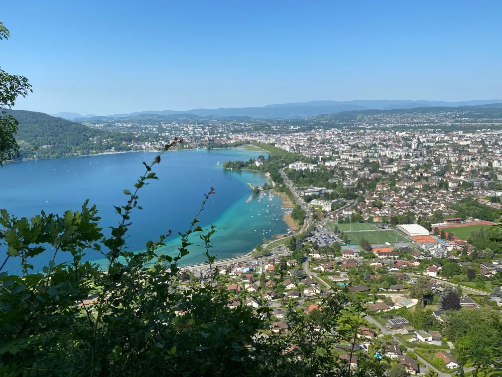 Lake Annecy with mountains in the distance